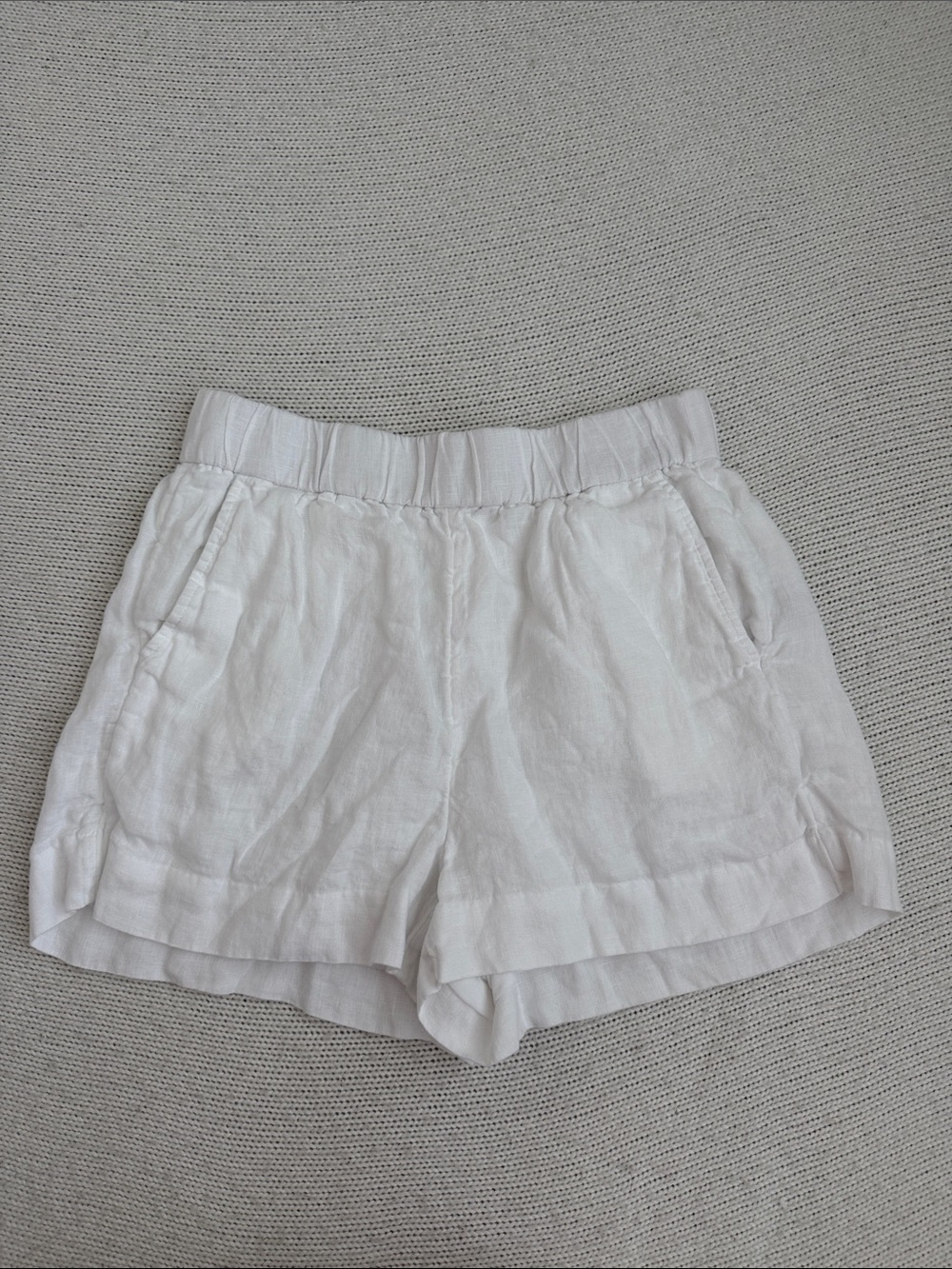 J Crew 100% Linen Pull On Shorts White Size XS